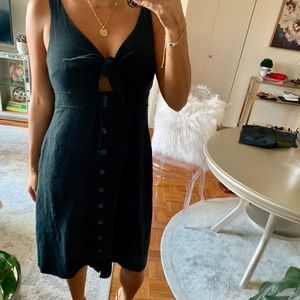 Strap Tie Front Button Down Sexy Midi Dress